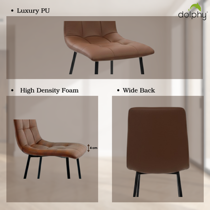 Dining Chairs – Set of 4 | Modern Upholstered Chairs with Steel Frame & Leather-Finish Seat