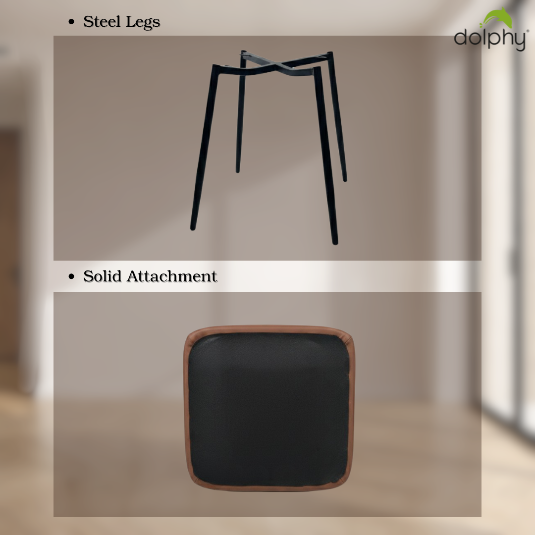 Dining Chairs – Set of 4 | Modern Upholstered Chairs with Steel Frame & Leather-Finish Seat