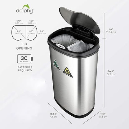 S/S Automatic Recycle Compartment Bin 50L