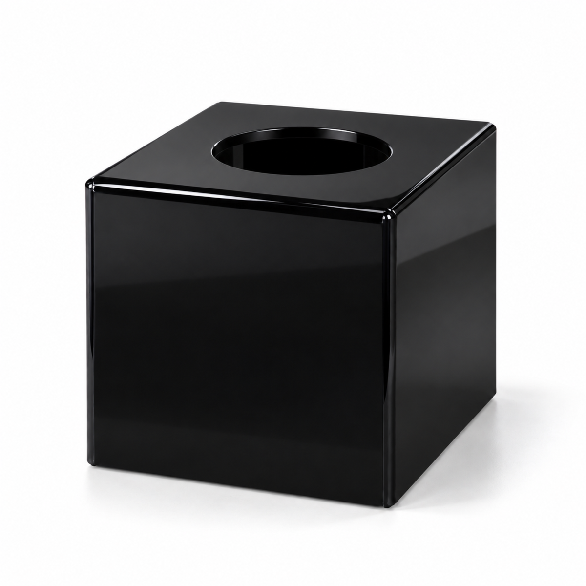 Dolphy glossy black acrylic tissue box, 140mm cube