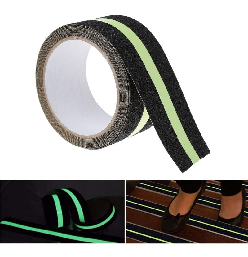 Anti Skid Tape - Black With Glow in Dark Stripe