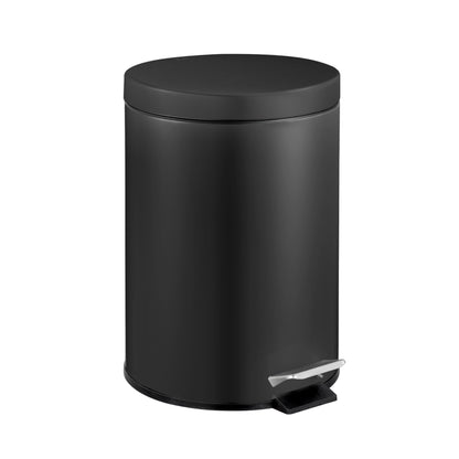 5L Round Stainless Steel Pedal Bin - Black