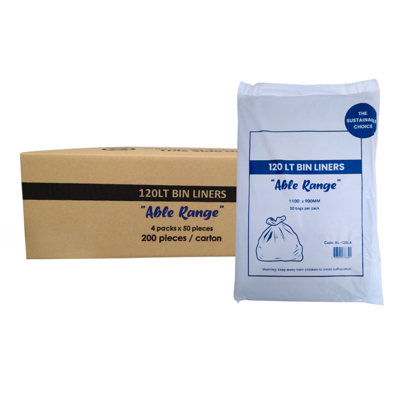 120L “Able” Range Bin Liners – Black (250 Pack)
